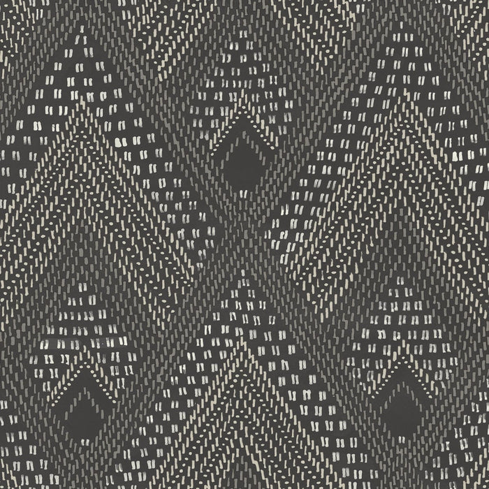 Seabrook Designs Panama Boho Diamonds Black Sands And Charcoal Wallpaper RY30500