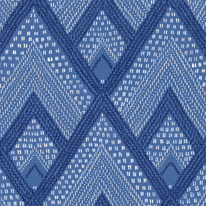 Seabrook Designs Panama Boho Diamonds Coastal Blue Wallpaper Sample RY30502