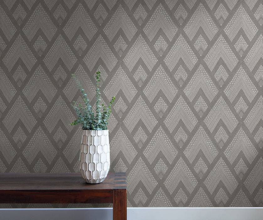 Seabrook Designs Panama Boho Diamonds Cove Gray Wallpaper Sample RY30508