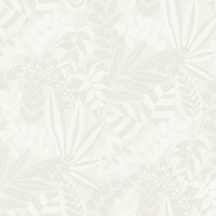 Seabrook Designs Botanica Striped Leaves Gray Mist And Ivory Wallpaper RY30600