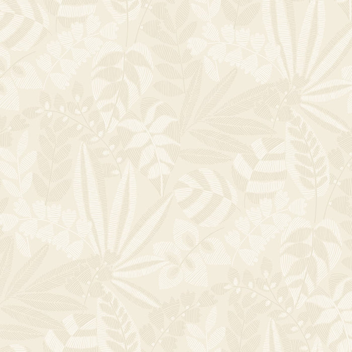 Seabrook Designs Botanica Striped Leaves Sand Dune And Ivory Wallpaper RY30603