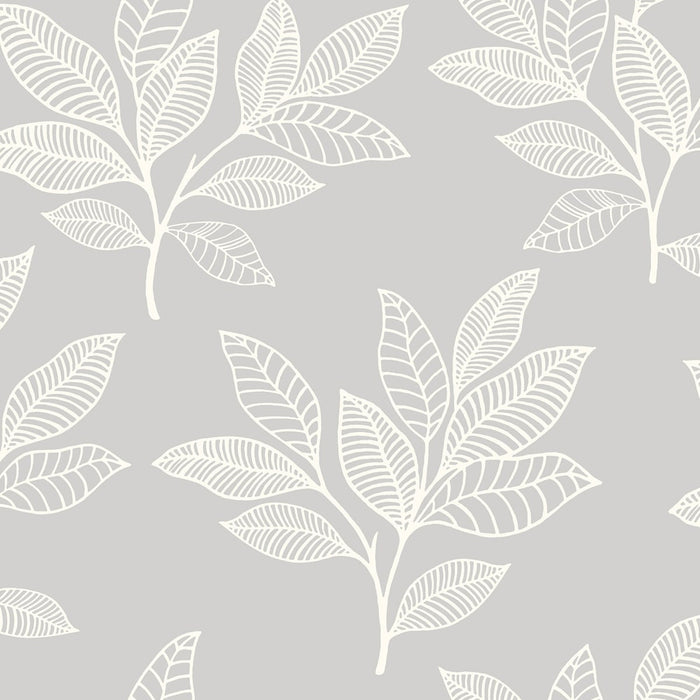 Seabrook Designs Paradise Leaves Daydream Gray Wallpaper Sample RY30800