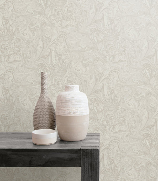 Seabrook Designs Sierra Marble Daydream Gray And Pearl Wallpaper RY31108