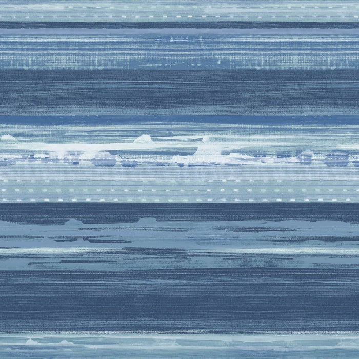 Seabrook Designs Horizon Brushed Stripe Washed Denim And Sky Blue Wallpaper Sample RY31302