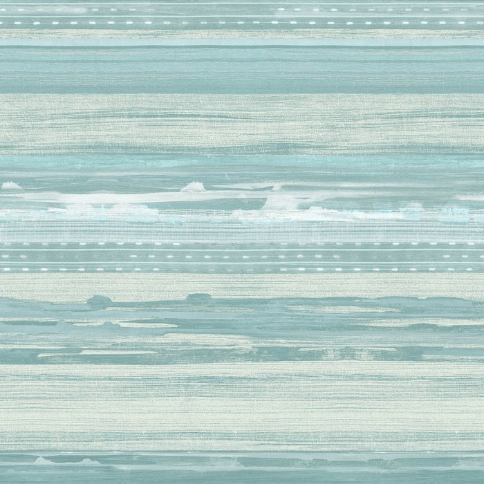 Seabrook Designs Horizon Brushed Stripe Teal, Seafoam, And Ivory Wallpaper Sample RY31304