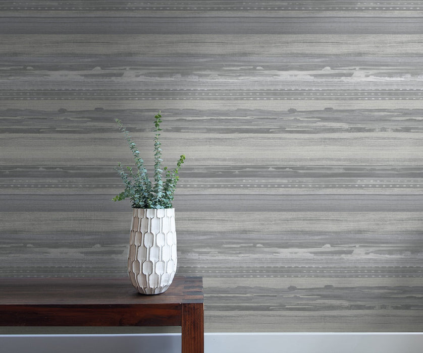 Seabrook Designs Horizon Brushed Stripe Cinder Gray And Ivory Wallpaper RY31310