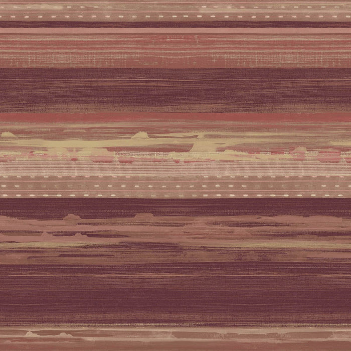 Seabrook Designs Horizon Brushed Stripe Maroon, Taupe, And Blonde Wallpaper Sample RY31311