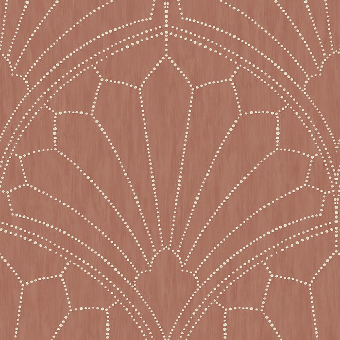 Seabrook Designs Scallop Medallion Redwood And Ivory Wallpaper Sample RY31501