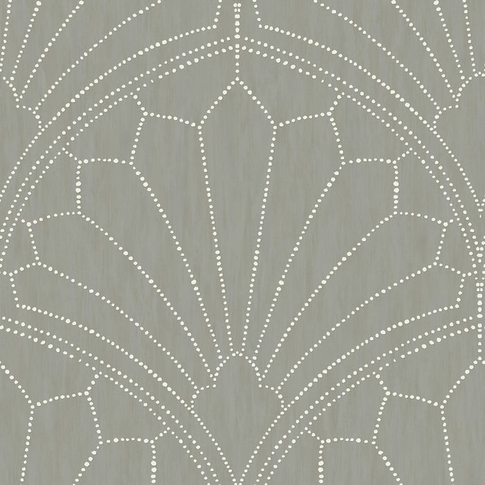 Seabrook Designs Scallop Medallion Cinder Gray And Ivory Wallpaper Sample RY31515