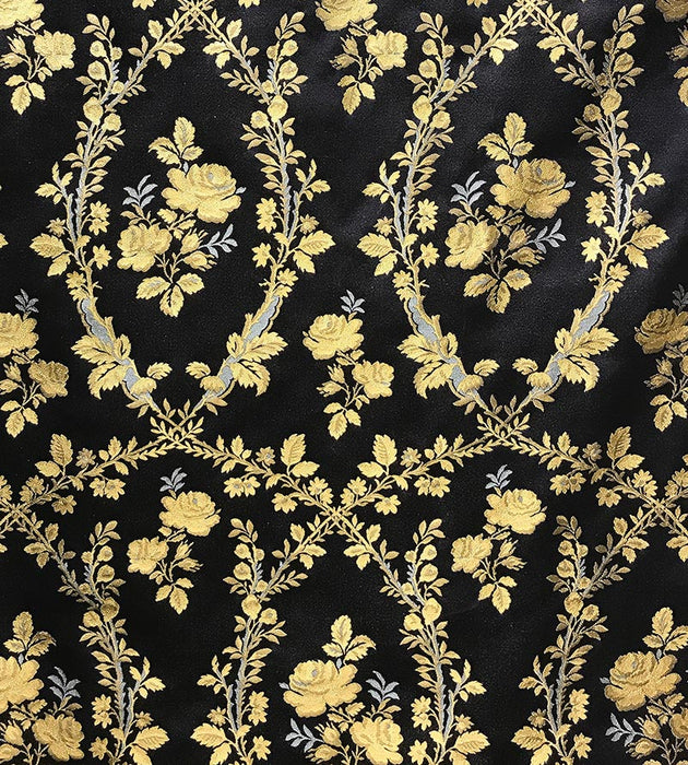 Old World Weavers Lampas Torcello Gold On Black Fabric SB 00017801