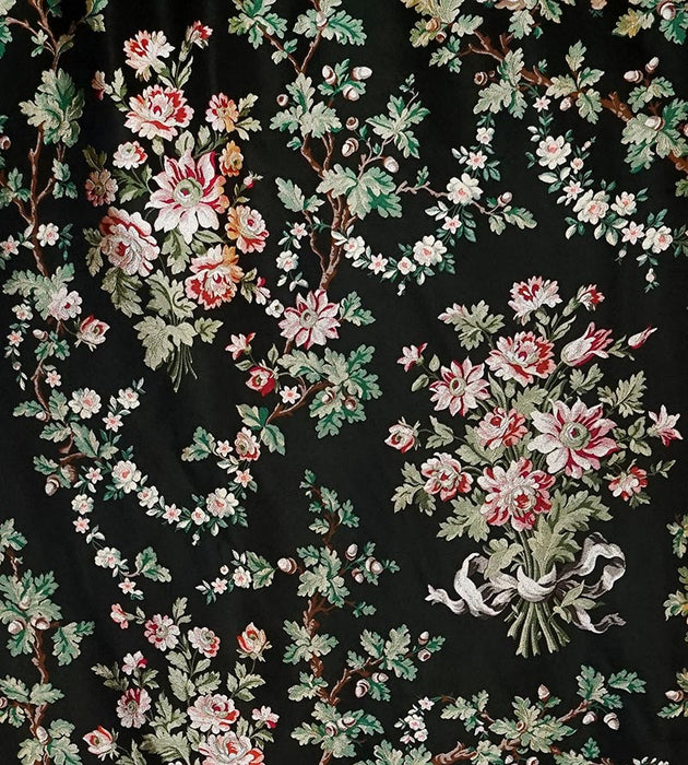 Old World Weavers La Belle Jardiniere Black Cerise Fabric SB 00142866