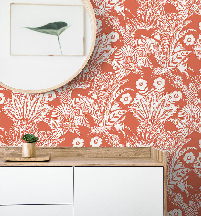 Seabrook Designs Suvi Palm Grove Coral Glow Wallpaper SC20101