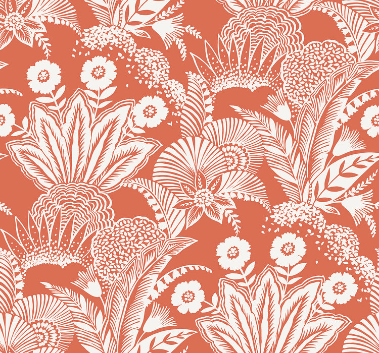 Seabrook Designs Suvi Palm Grove Coral Glow Wallpaper SC20101