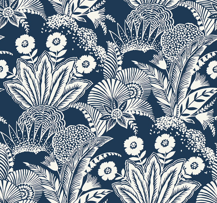 Seabrook Designs Suvi Palm Grove Nautical Blue Wallpaper SC20102