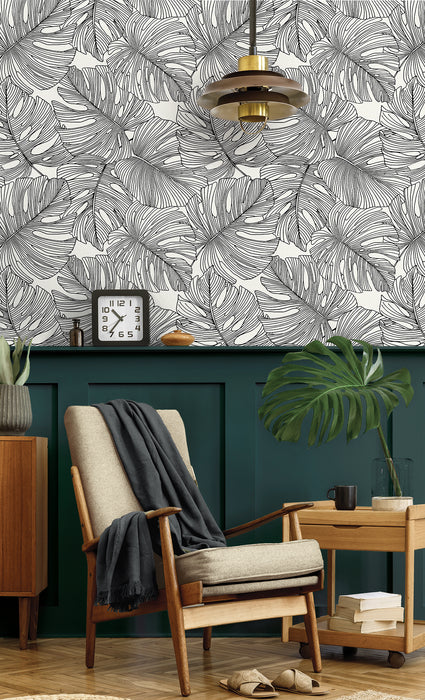 Seabrook Designs Tarra Monstera Leaf Contrasto Wallpaper SC20200