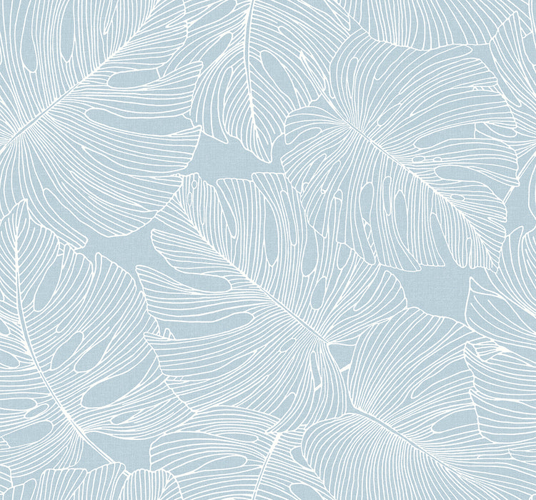 Seabrook Designs Tarra Monstera Leaf Early Sky Wallpaper SC20202