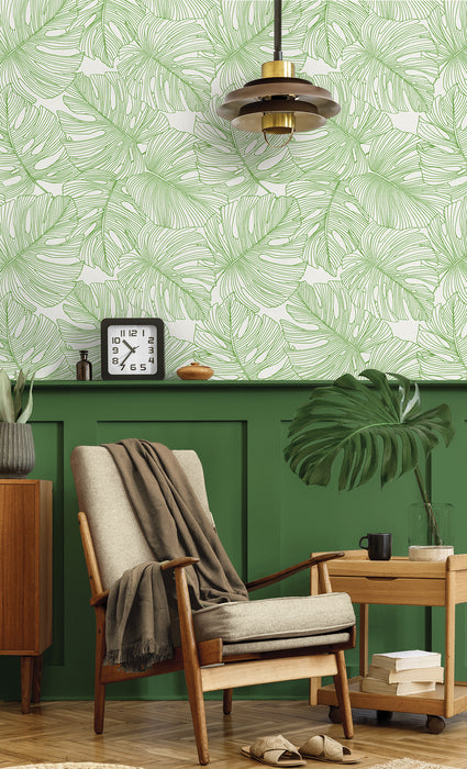 Seabrook Designs Tarra Monstera Leaf Hill Green Wallpaper SC20204