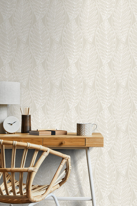 Seabrook Designs Kira Leaf Husk Pebble Wallpaper SC20305