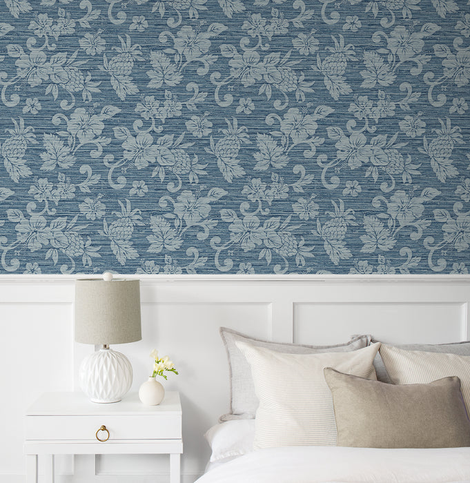 Seabrook Designs Juno Island Floral Bay Blue Wallpaper SC20802