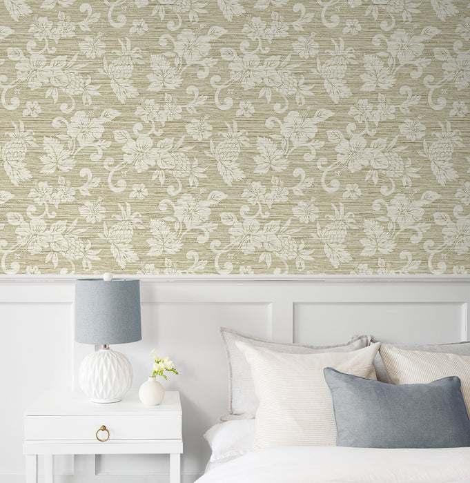 Seabrook Designs Juno Island Floral Saddle Tan Wallpaper SC20805