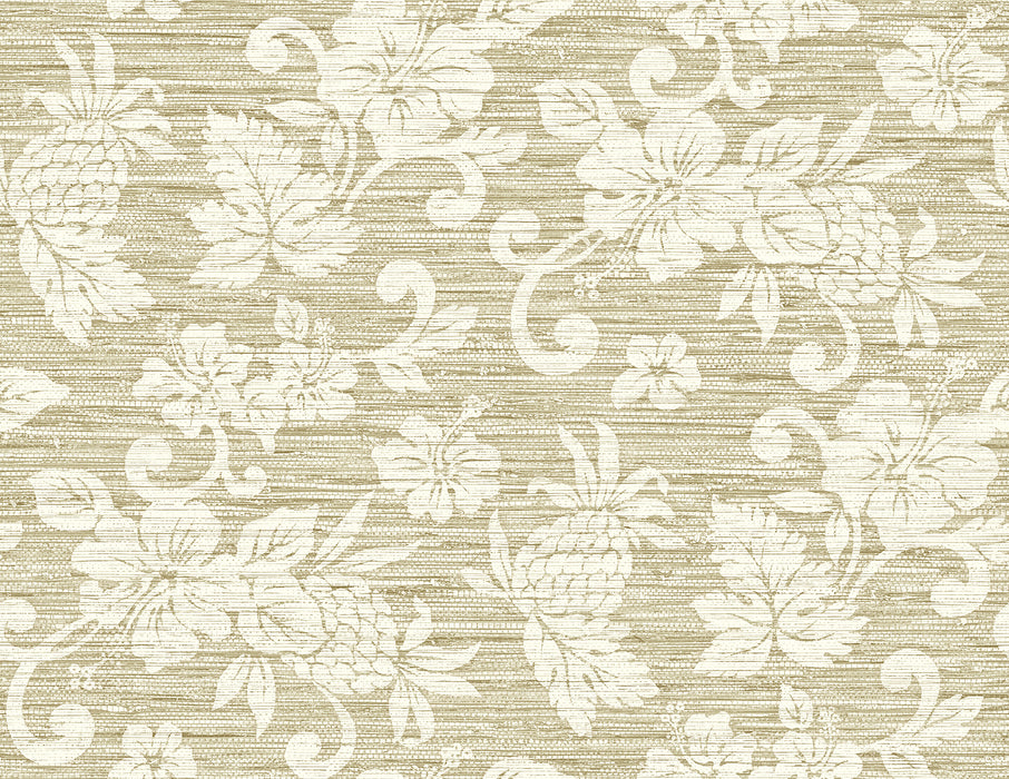 Seabrook Designs Juno Island Floral Saddle Tan Wallpaper SC20805