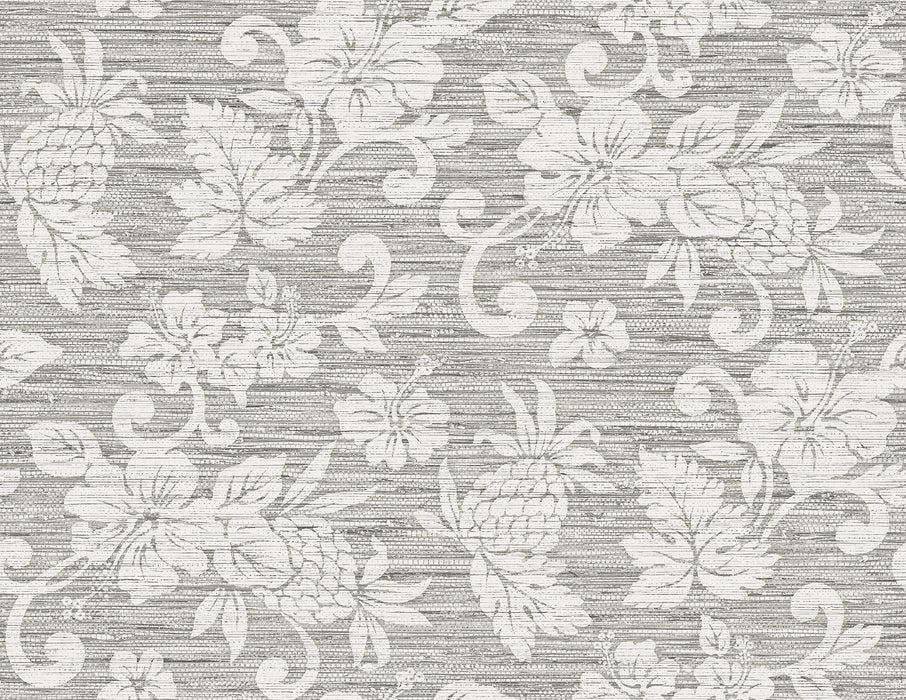 Seabrook Designs Juno Island Floral Half Moon Grey Wallpaper SC20808