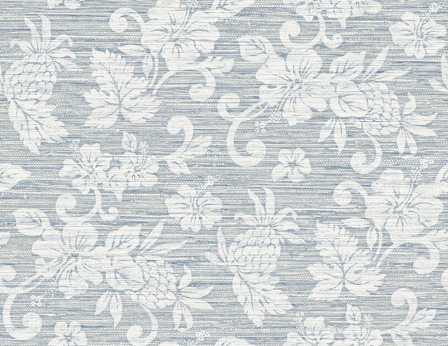 Seabrook Designs Juno Island Floral Fantasy Blue Wallpaper SC20812