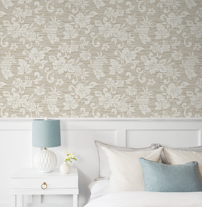 Seabrook Designs Juno Island Floral Balanced Beige Wallpaper SC20815