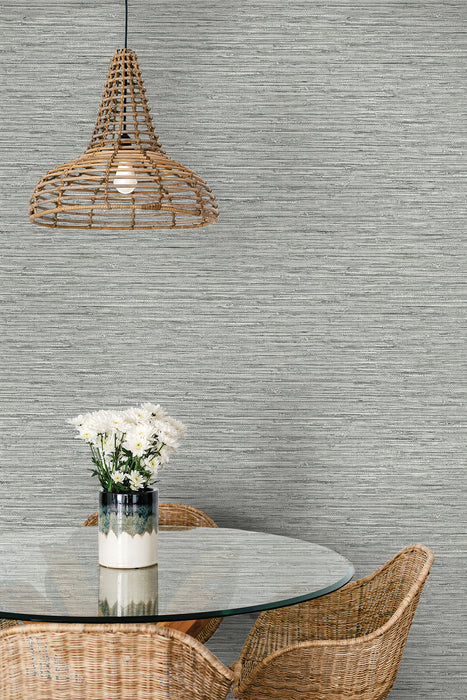 Seabrook Designs Isla Faux Jute Half Moon Grey Wallpaper Sample SC20908