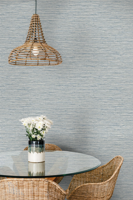 Seabrook Designs Isla Faux Jute Fantasy Blue Wallpaper Sample SC20912