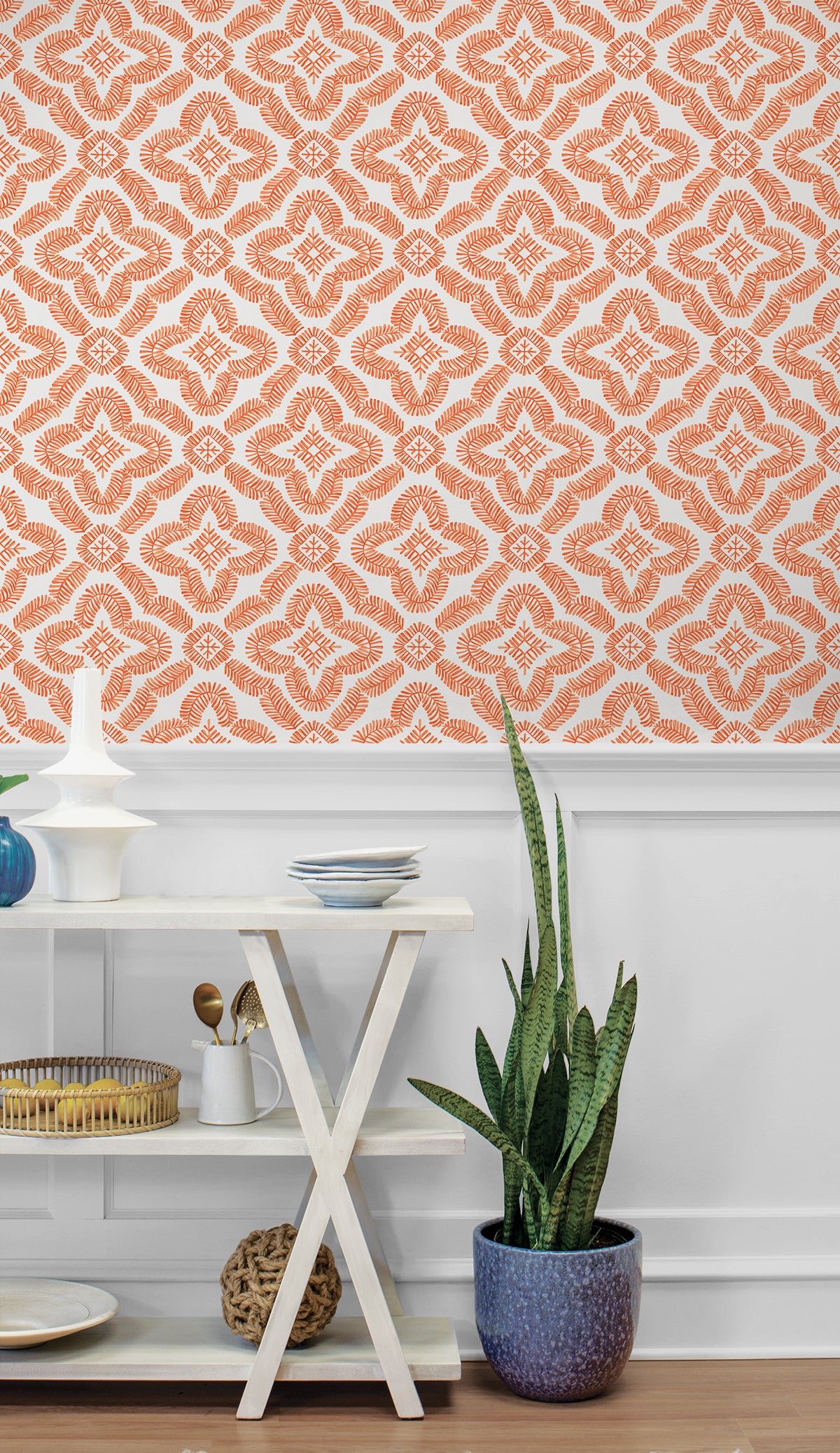 Seabrook Designs Talia Botanical Medallion Salmon Wallpaper SC21301