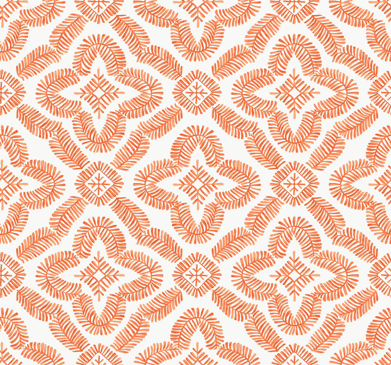 Seabrook Designs Talia Botanical Medallion Salmon Wallpaper SC21301