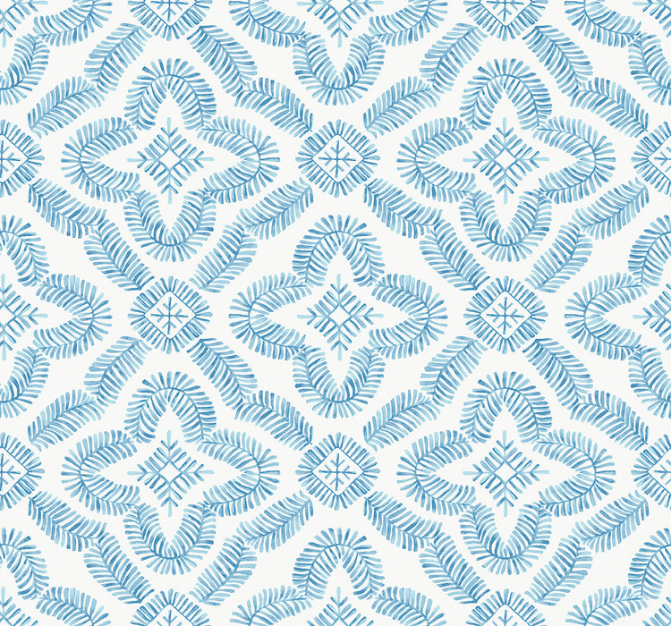 Seabrook Designs Talia Botanical Medallion Breezy Blue Wallpaper SC21302