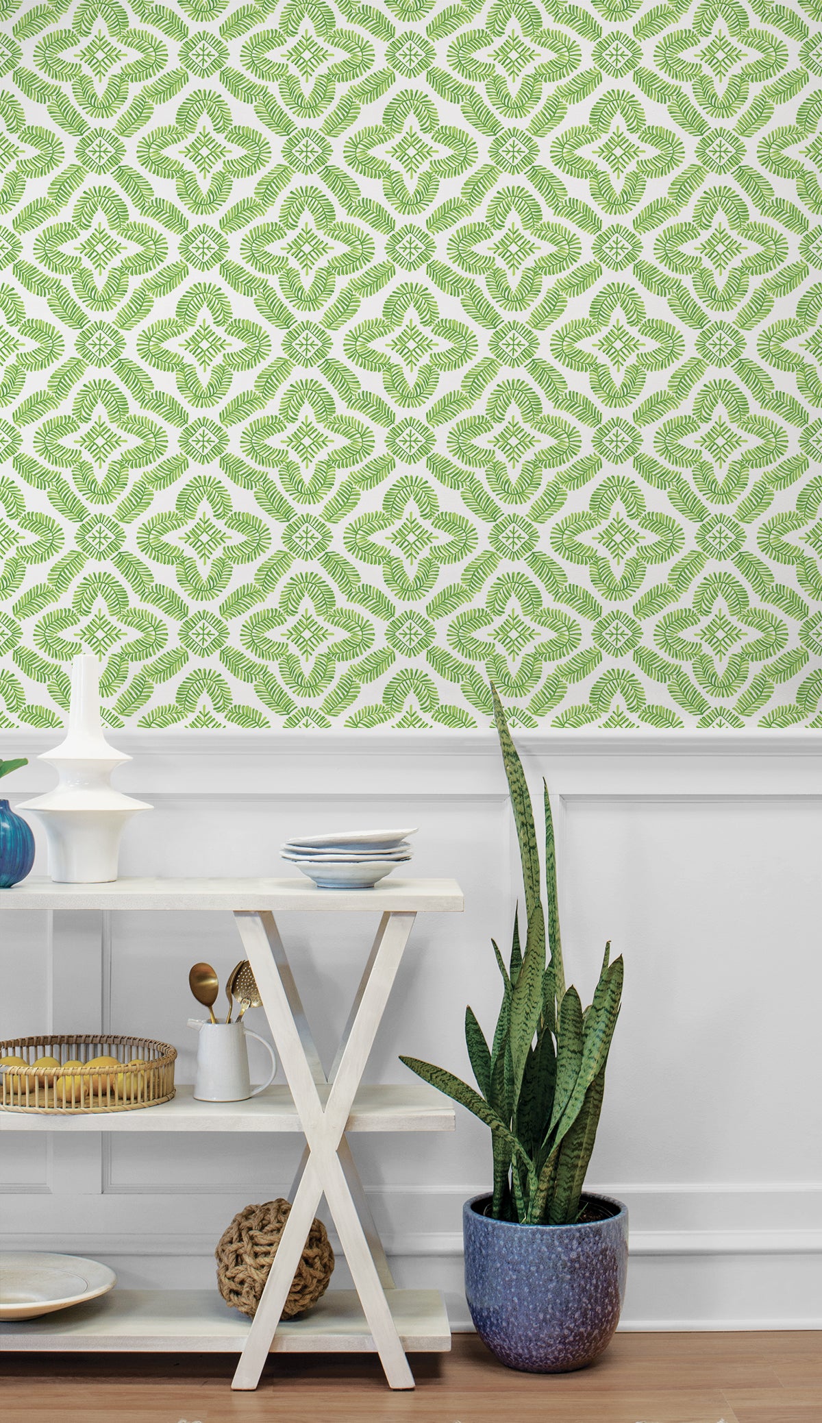 Seabrook Designs Talia Botanical Medallion Kiwi Green Wallpaper SC21304