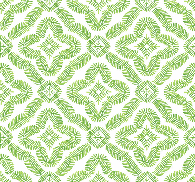 Seabrook Designs Talia Botanical Medallion Kiwi Green Wallpaper Sample SC21304