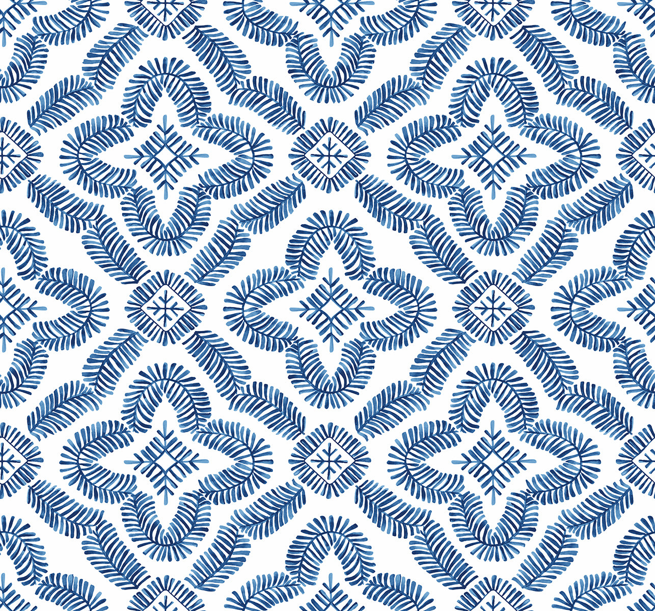 Seabrook Designs Talia Botanical Medallion Cottage Blue Wallpaper SC21312