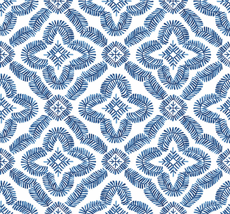 Seabrook Designs Talia Botanical Medallion Cottage Blue Wallpaper SC21312