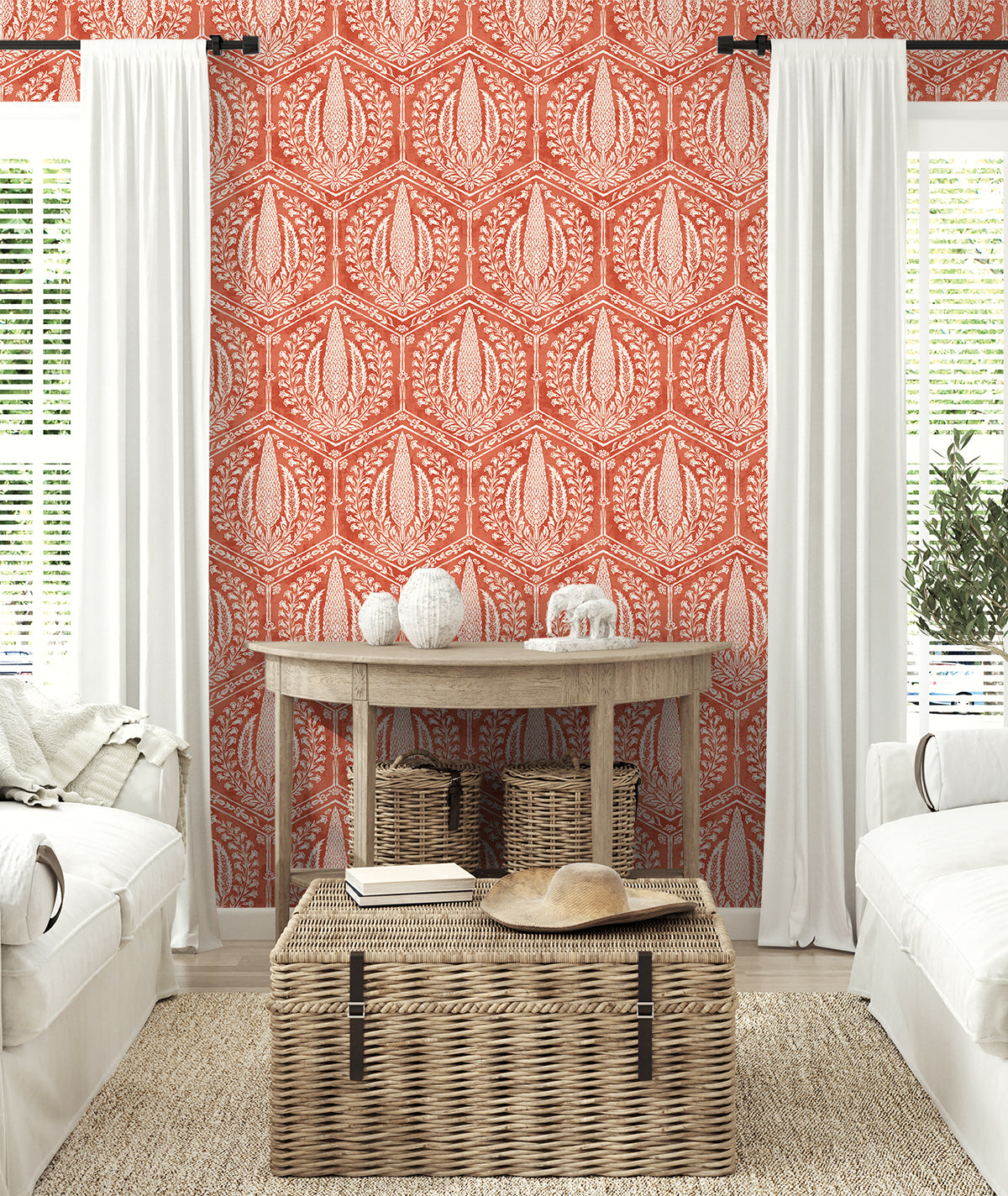 Seabrook Designs Cyrus Harvest Red Terracotta Wallpaper SC21401