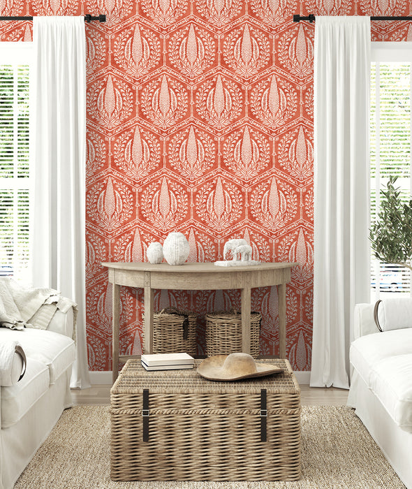 Seabrook Designs Cyrus Harvest Red Terracotta Wallpaper Sample SC21401