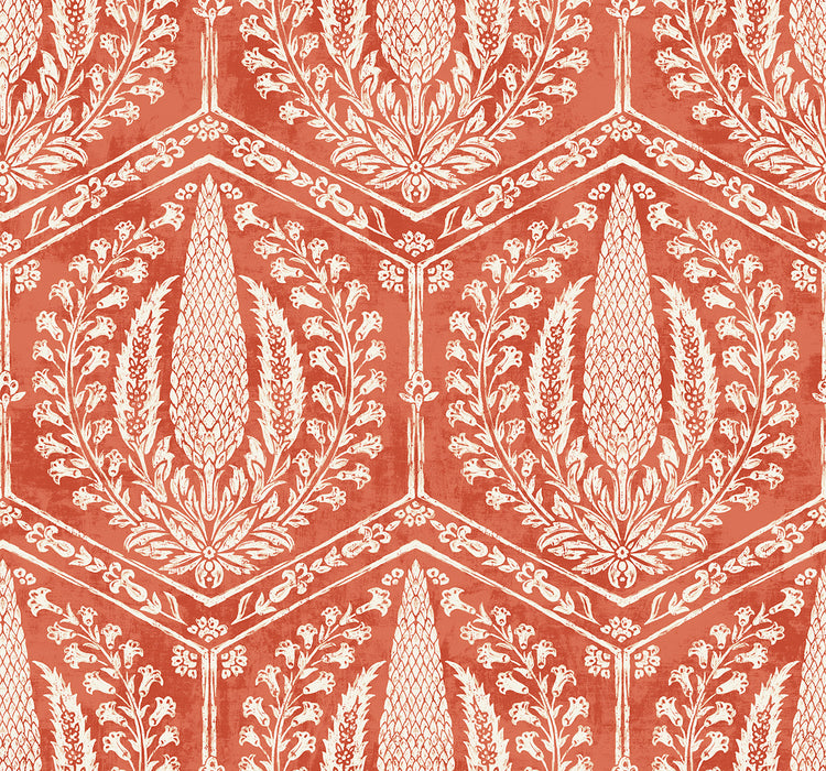 Seabrook Designs Cyrus Harvest Red Terracotta Wallpaper Sample SC21401