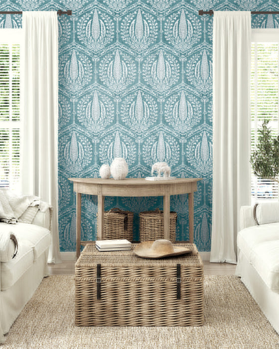 Seabrook Designs Cyrus Harvest Mediterranean Blue Wallpaper Sample SC21402