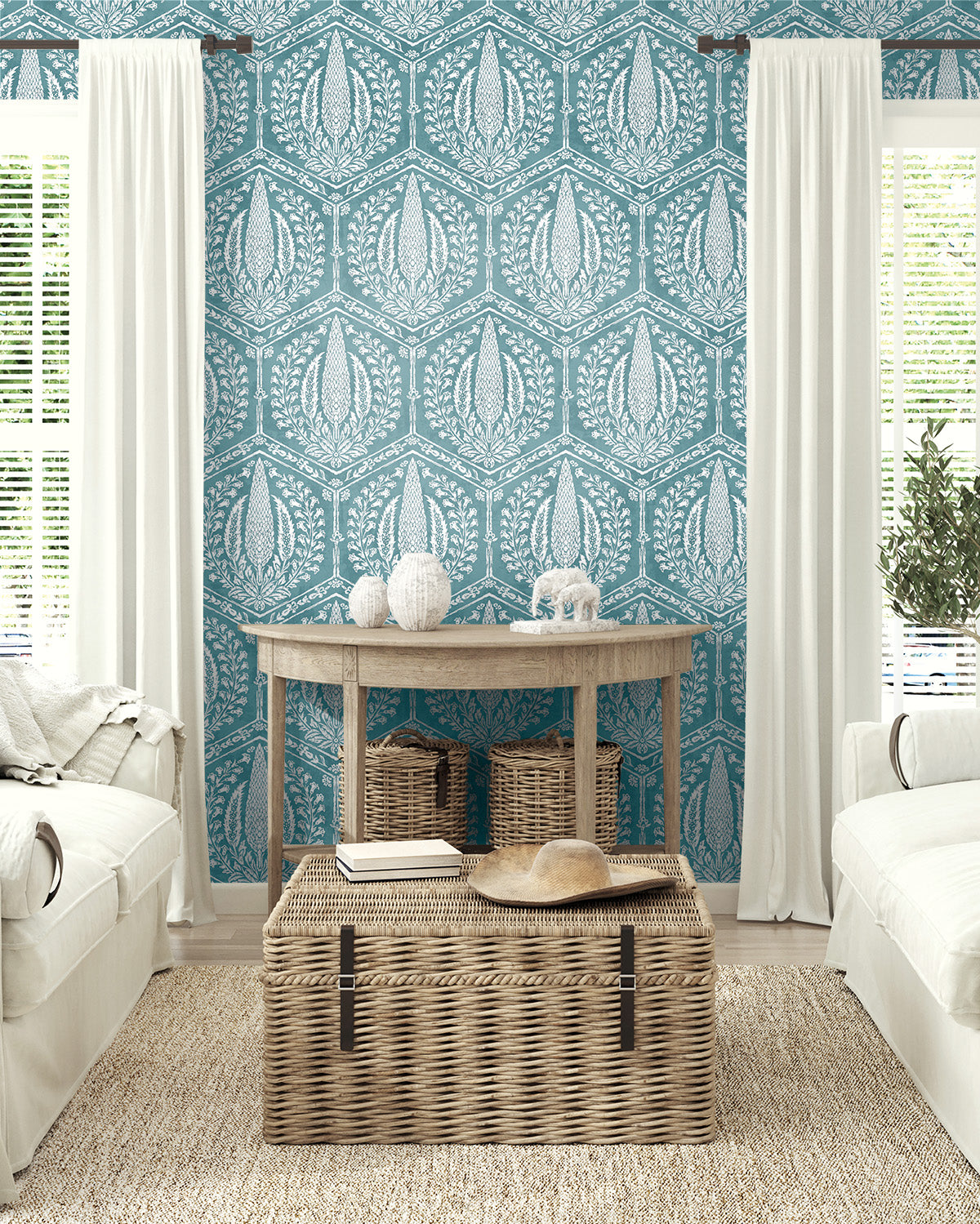 Seabrook Designs Cyrus Harvest Mediterranean Blue Wallpaper SC21402