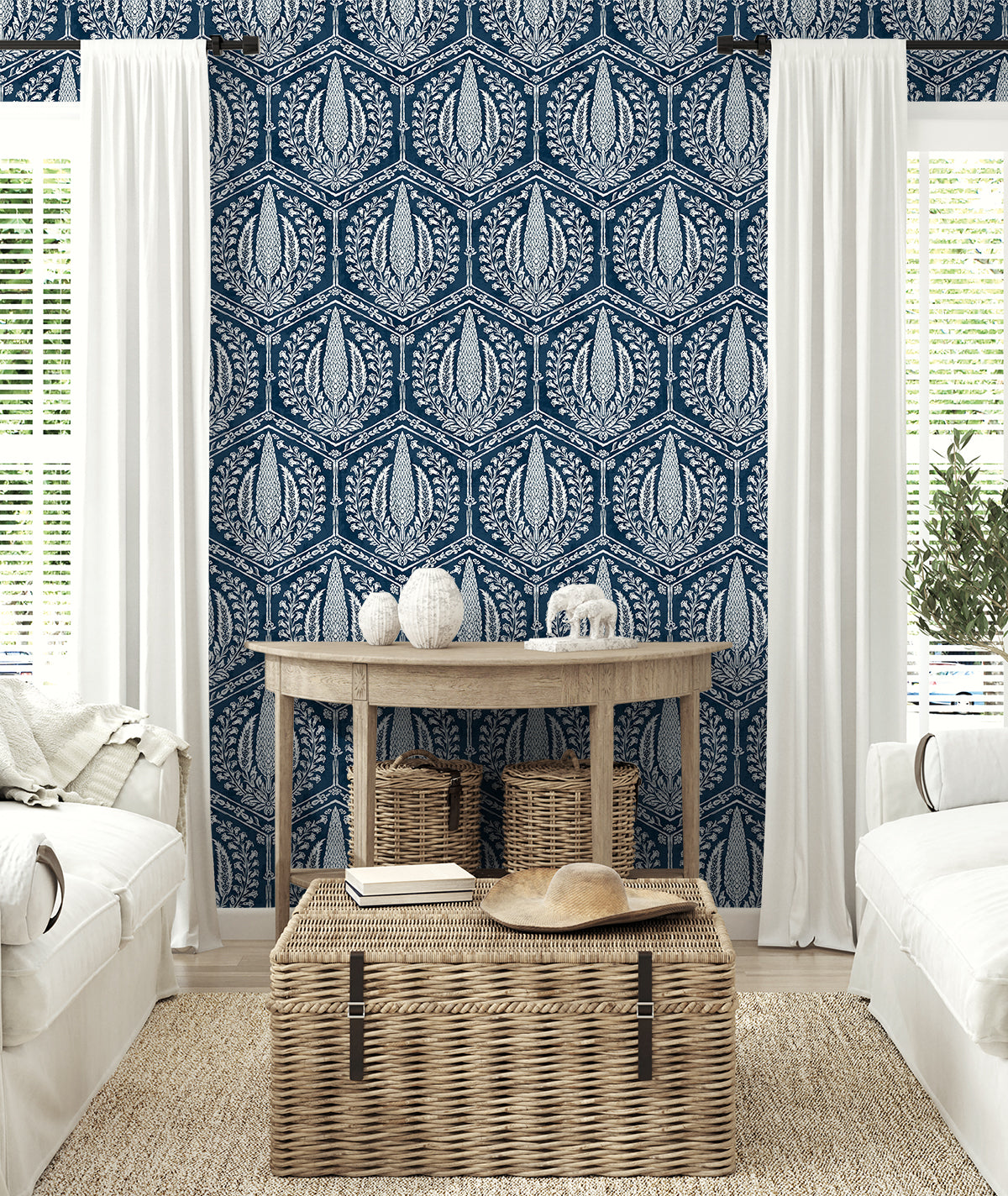 Seabrook Designs Cyrus Harvest Rich Navy Wallpaper SC21412