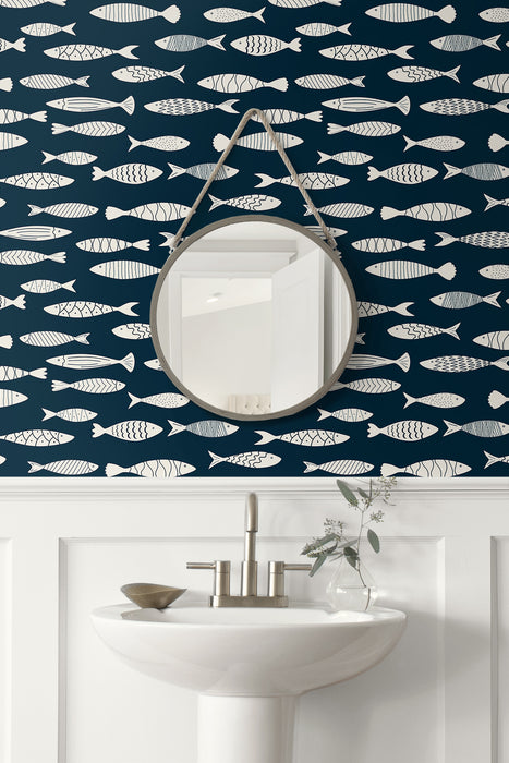 Seabrook Designs Bay Fish Deep Seas Wallpaper SC21512