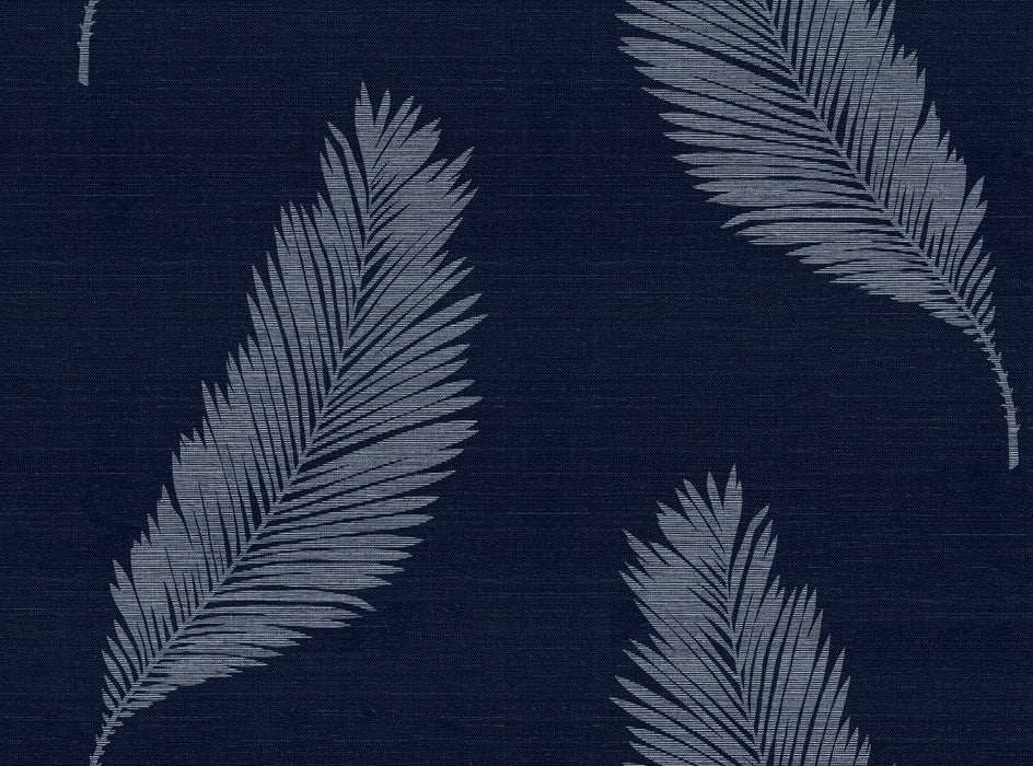 Seabrook Designs Tossed Palm Sisal Grasscloth Midnight Blue Wallpaper Sample SC21602