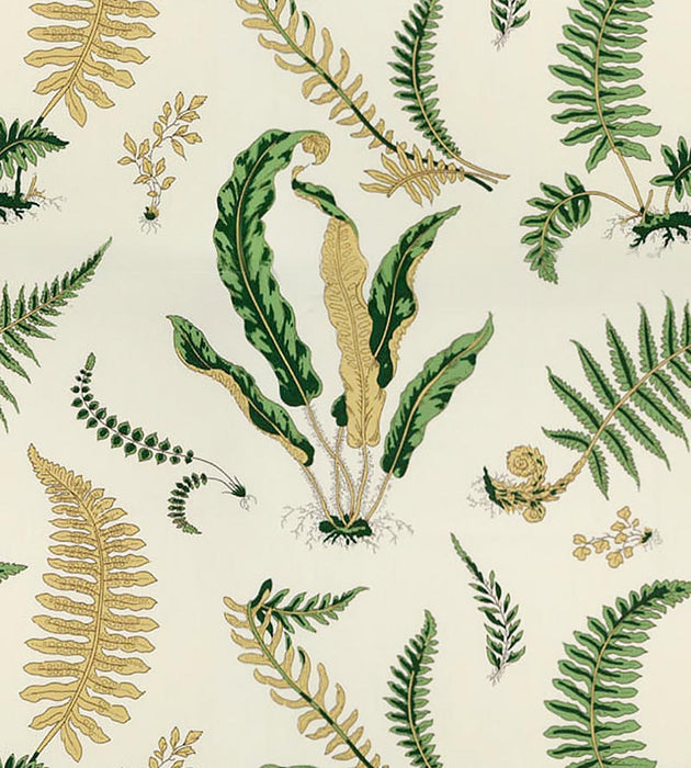 Scalamandre Elsie De Wolfe - Outdoor Greens On Off-White Fabric SC 000116425