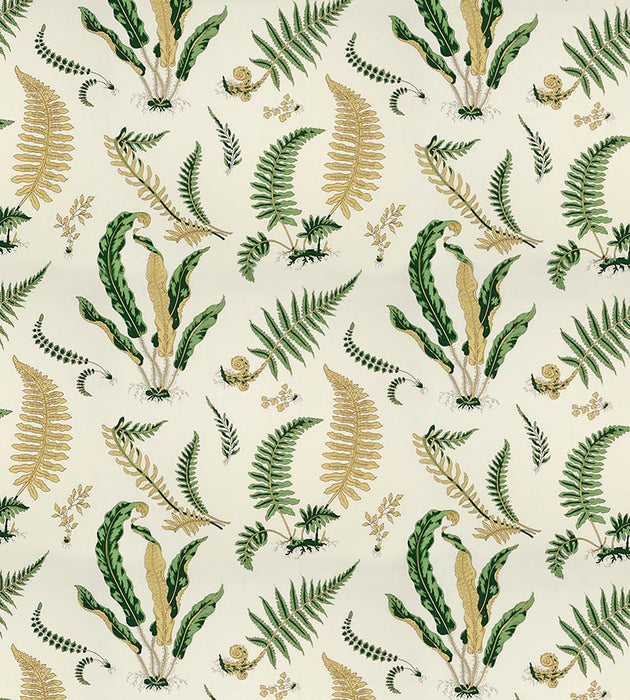 Scalamandre Elsie De Wolfe - Outdoor Greens On Off-White Fabric SC 000116425