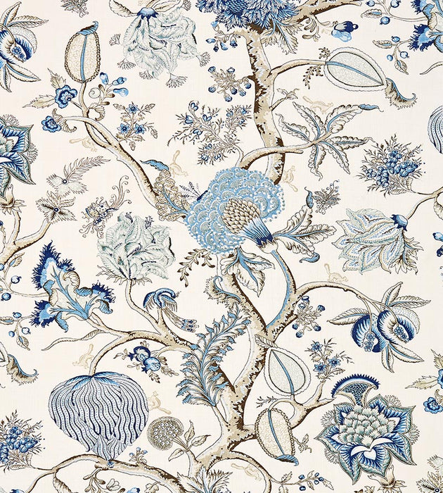 Scalamandre Pondicherry Linen Print Delft Fabric SC 000116556