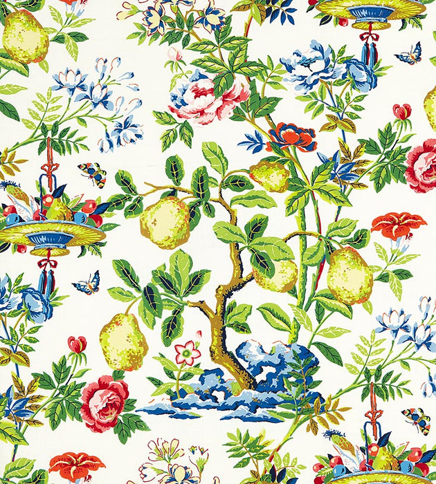 Scalamandre Shantung Garden Cotton Print Bloom Fabric SC 000116583