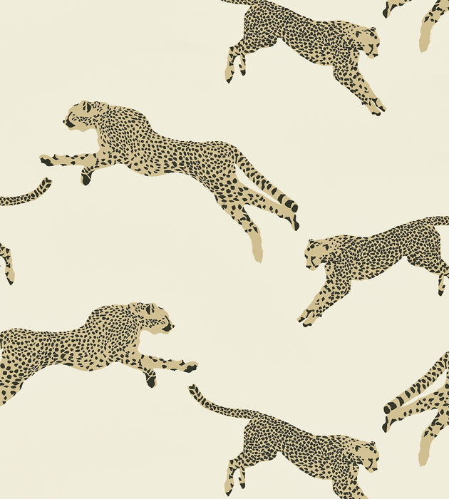 Scalamandre Leaping Cheetah Cotton Print Dune Fabric SC 000116634